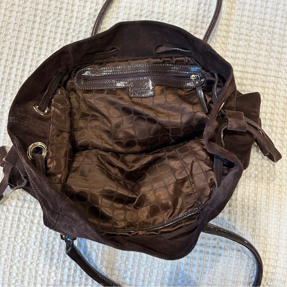 VTG Kate Spade Genuine Suede Chocolate Brown Handbag - Picture 4 of 7